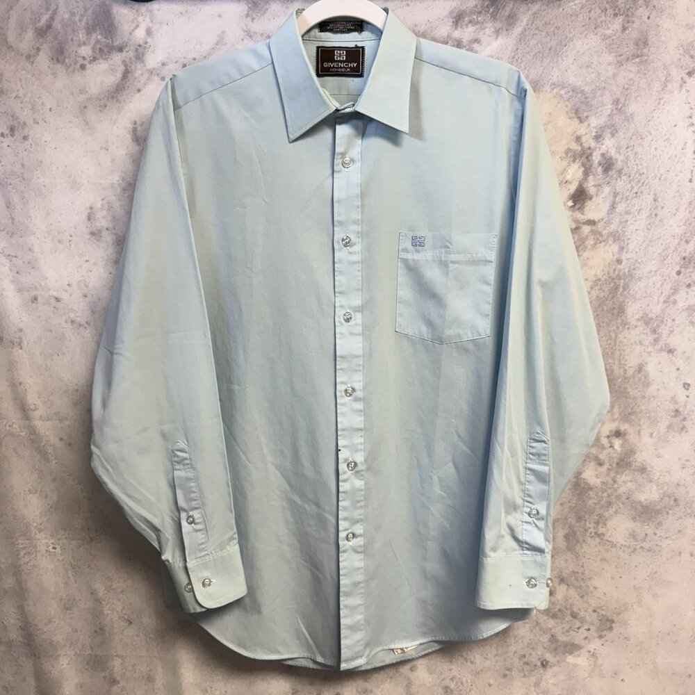 Givenchy Monsieur Button Up Long Sleeve Shirt Mens L/XL 22x29 Blue